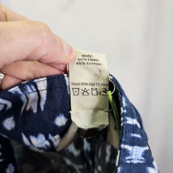 Freedom Trail by Kyodan Blue Geometric Linen Blend Capri Pants Size Large - Picture 7 of 12